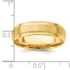 14k Yellow Gold 6mm Heavyweight Comfort Fit Brushed Satin Fancy Wedding Band Size 13.5