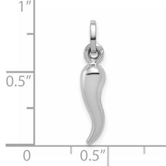 14k White Gold Hollow Italian Horn Charm