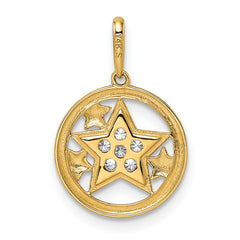 14k CZ Stars Circular Pendant
