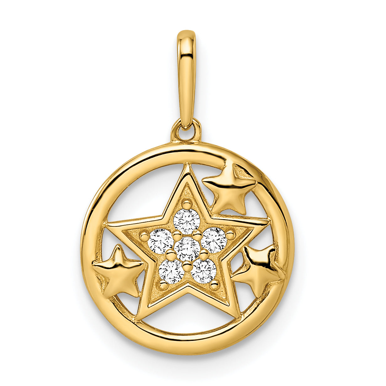 14k CZ Stars Circular Pendant