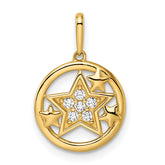 14k CZ Stars Circular Pendant