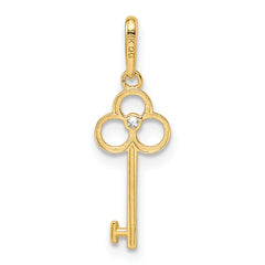 14k CZ Key Pendant