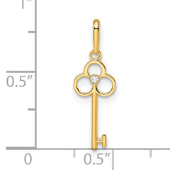 14k CZ Key Pendant
