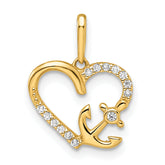 14k CZ Heart with Anchor Pendant