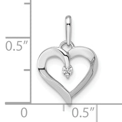 14k White Gold CZ Heart Pendant