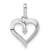 14k White Gold CZ Heart Pendant
