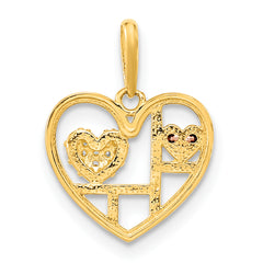 14K Two-tone Heart with CZ Pendant
