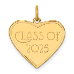 14k Polished Class of 2025 Heart Charm