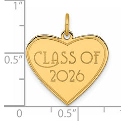 14k Polished Class of 2026 Heart Charm