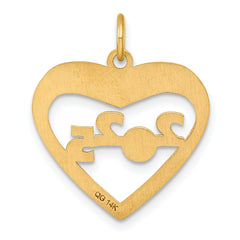 14K Polished CLASS OF 2025 Cut Out Heart Charm