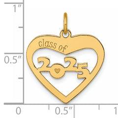 14K Polished CLASS OF 2025 Cut Out Heart Charm