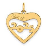 14K Polished CLASS OF 2025 Cut Out Heart Charm
