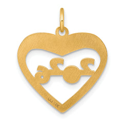 14K Polished CLASS OF 2026 Cut Out Heart Charm