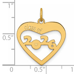 14K Polished CLASS OF 2026 Cut Out Heart Charm