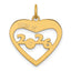 14K Polished CLASS OF 2026 Cut Out Heart Charm