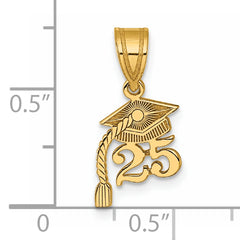 14K Graduation Cap 25 w/ Dangling Tassle Charm