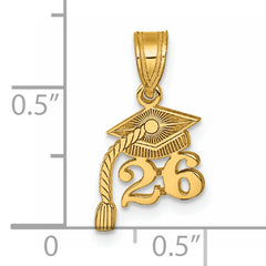 14K Graduation Cap 26 w/ Dangling Tassle Charm