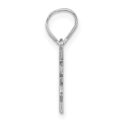 14K White Gold Graduation Cap 25 w/ Dangling Tassel Charm