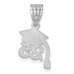 14K White Gold Graduation Cap 25 w/ Dangling Tassel Charm