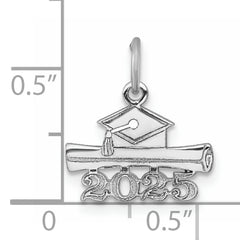 14K White Gold 2025 Graduation Cap and Diploma Charm