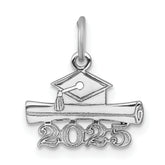 14K White Gold 2025 Graduation Cap and Diploma Charm