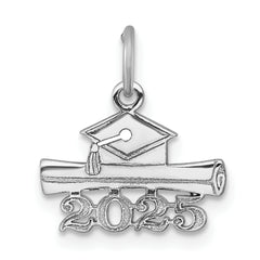 14K White Gold 2025 Graduation Cap and Diploma Charm