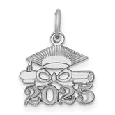 14K White Gold Graduation Cap and Diploma 2025 Charm