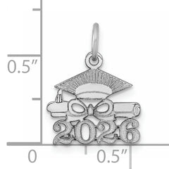 14K White Gold Graduation Cap and Diploma 2026 Charm