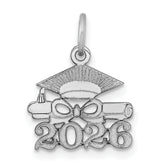 14K White Gold Graduation Cap and Diploma 2026 Charm