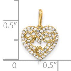 14k Polished CZ Heart Pendant