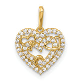 14k Polished CZ Heart Pendant