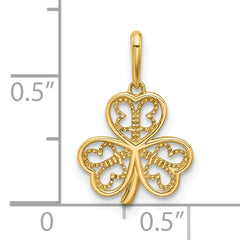 14k Polished Three Leaf Clover Pendant