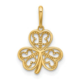 14k Polished Three Leaf Clover Pendant