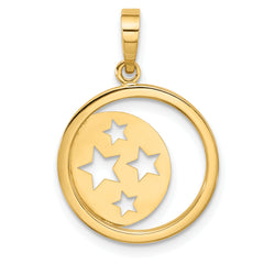 14K Polished Moon and Stars Cut Out Pendant