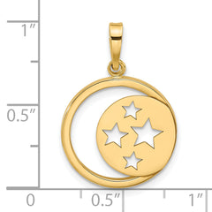 14K Polished Moon and Stars Cut Out Pendant