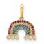 14k Polished CZ Rainbow and Clouds Pendant