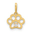 14k Polished CZ Paw Print Pendant