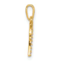 14K Polished CZ Palm Tree Pendant