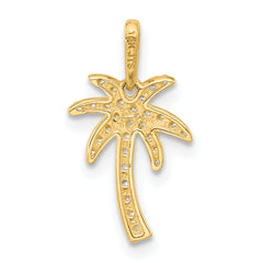 14K Polished CZ Palm Tree Pendant