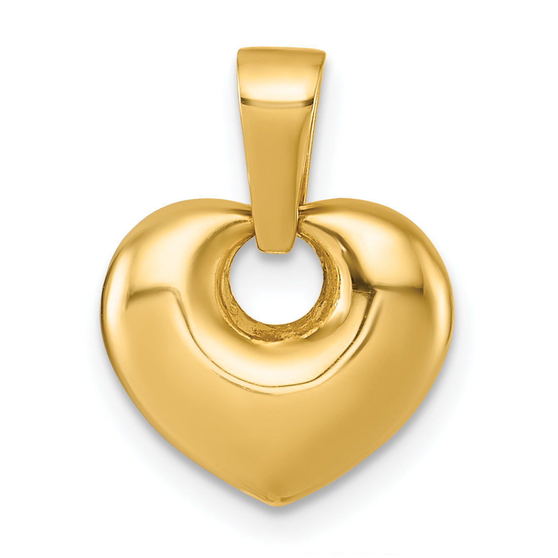 14K Polished Puffed Heart Pendant