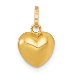 14k Polished 3D Puffed Heart Charm Pendant