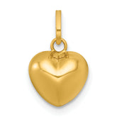 14k Polished 3D Puffed Heart Charm Pendant
