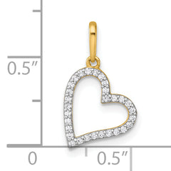 14k Polished CZ Open Heart Charm / Pendant