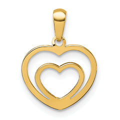 14K Polished Double Heart Pendant
