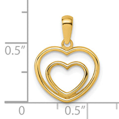 14K Polished Double Heart Pendant
