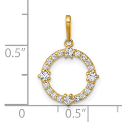14k Polished CZ Open Circle Pendant