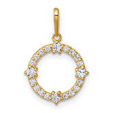 14k Polished CZ Open Circle Pendant