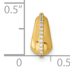 14k Polished CZ Domed Teardrop Chain Slide Pendant