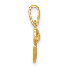 14k Polished and Diamond-cut Tulip Charm / Pendant