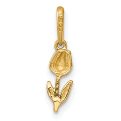 14k Polished and Diamond-cut Tulip Charm / Pendant